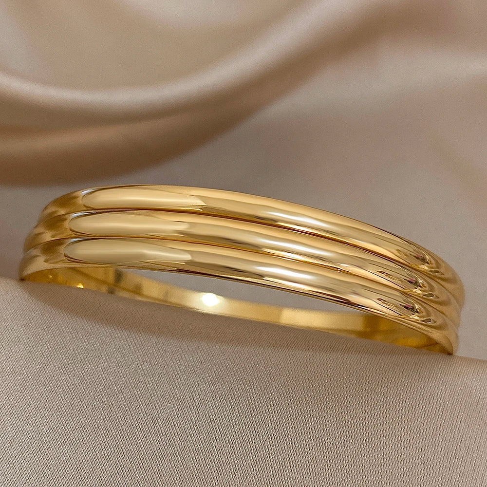 EDELSTAHL 18K GOLD "ANDRES" ARMREIF (3 STÜCK) - ICERAIN JEWELRY