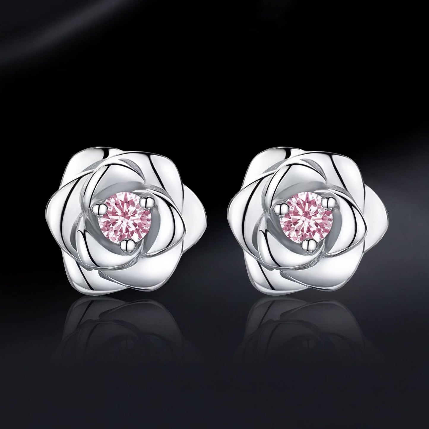 ICED OUT "SILVER/PINK ROSE" OHRRINGE - ICERAIN JEWELRY