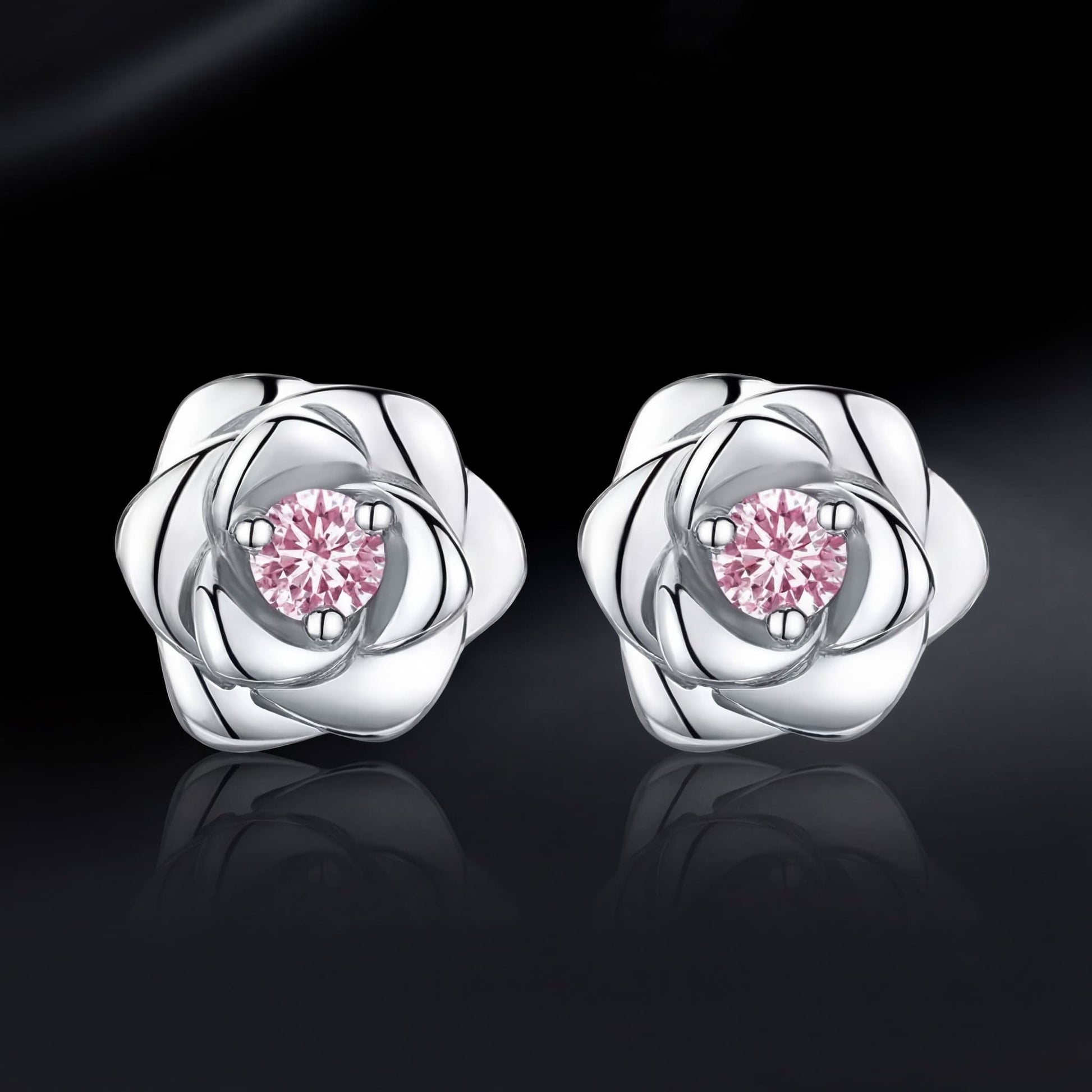 ICED OUT "SILVER/PINK ROSE" OHRRINGE - ICERAIN JEWELRY
