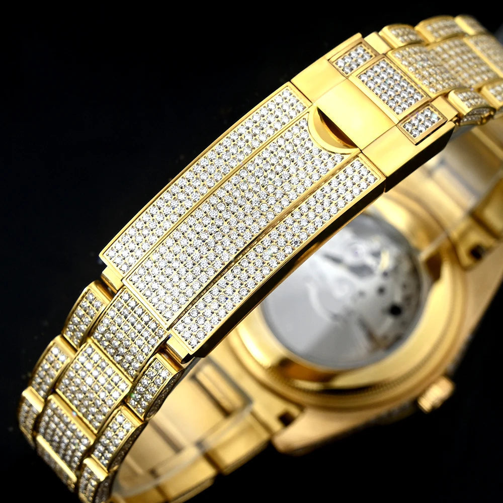 ICED OUT 41MM MOISSANITE "GOLD ROMA MONAC" UHR - ICERAIN JEWELRY
