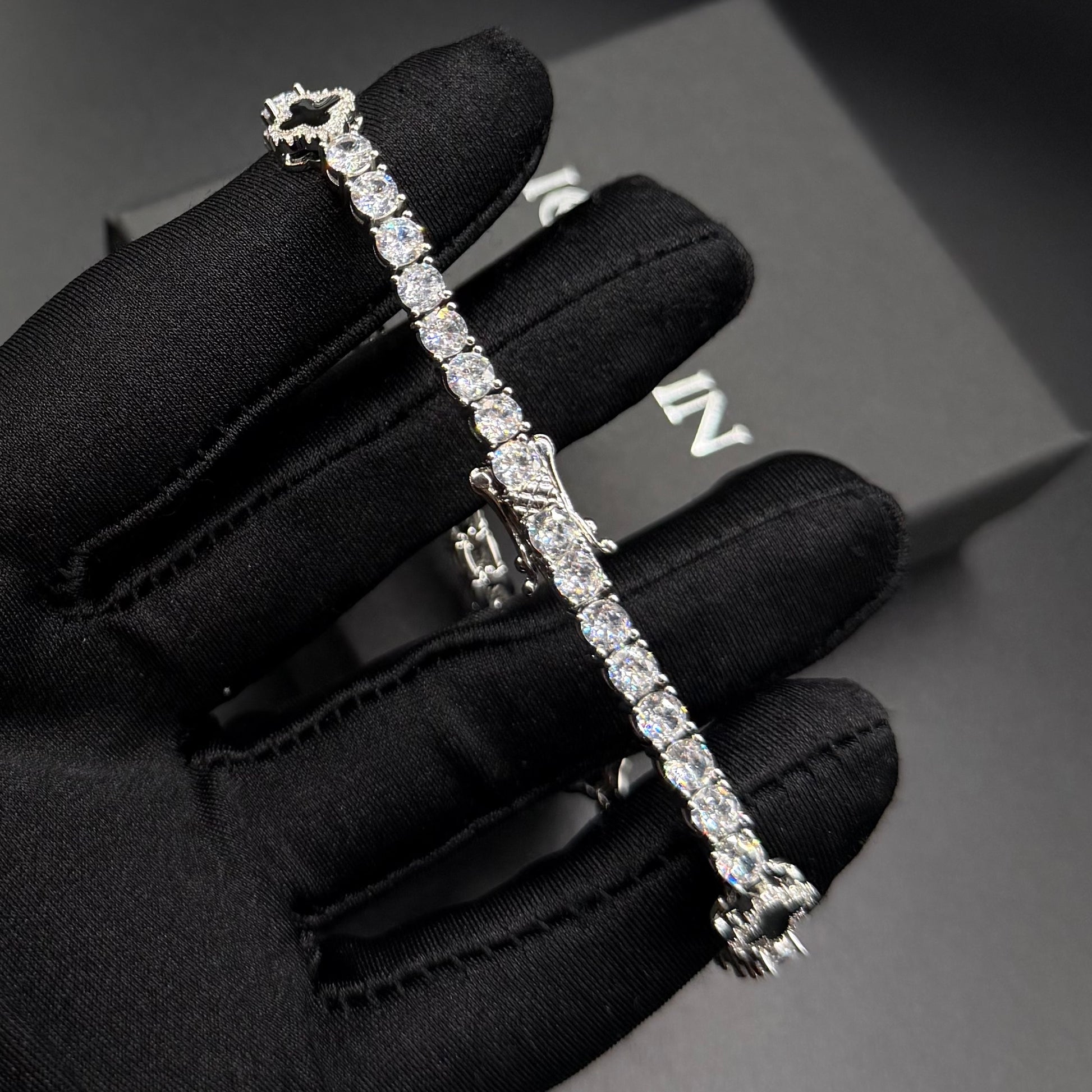 ICED OUT "BLACK CLOVER TENNIS" ARMBAND - ICERAIN JEWELRY