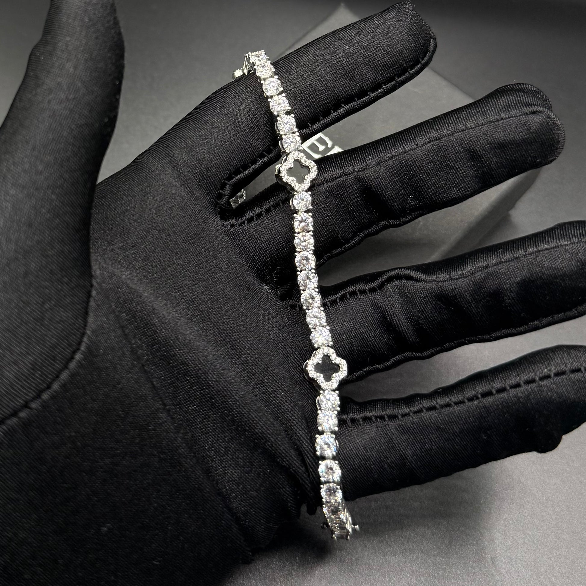 ICED OUT "BLACK CLOVER TENNIS" ARMBAND - ICERAIN JEWELRY