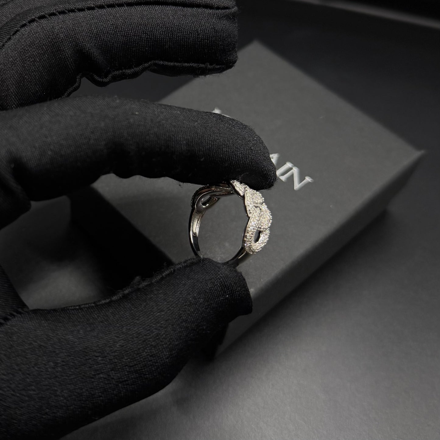 ICED OUT MOISSANITE "HALF CUBAN" WEISSGOLD 925S SILVER RING - ICERAIN JEWELRY