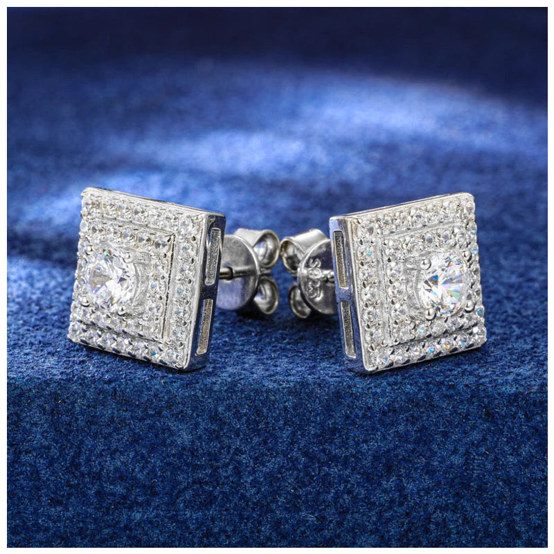 ICED OUT MOISSANITE "CLASSICO" WEISSGOLD 925S SILVER OHRRINGE - ICERAIN JEWELRY