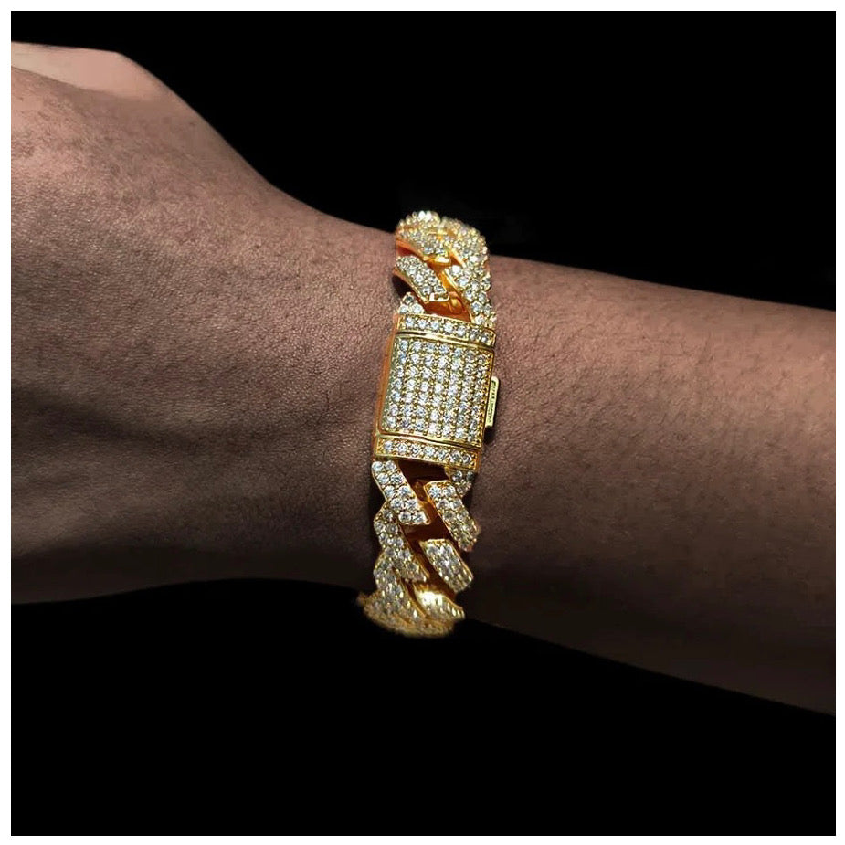 ICED OUT 10-14MM "GOLD PRONG CUBAN" ARMBAND [HEAVY VERSION]