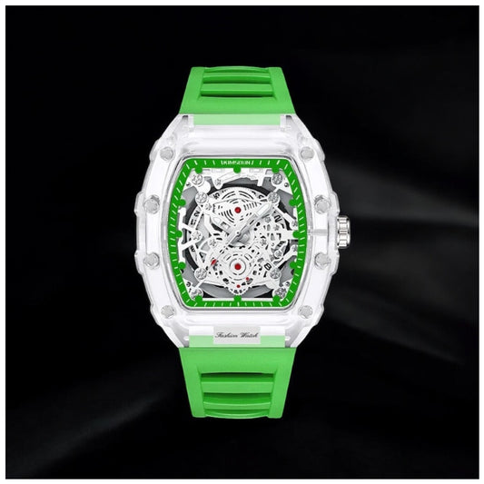 SALE | EDELSTAHL AUTOMATIK "GREEN TRANSPARENT WARRIOR" UHR - ICERAIN JEWELRY