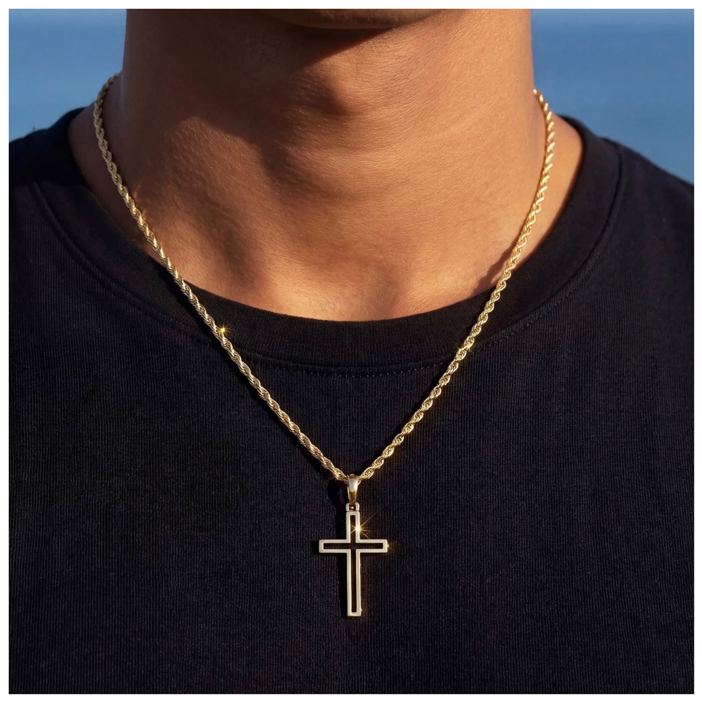 925S SILVER 18K GOLD "CROSS V2" KETTE - ICERAIN JEWELRY