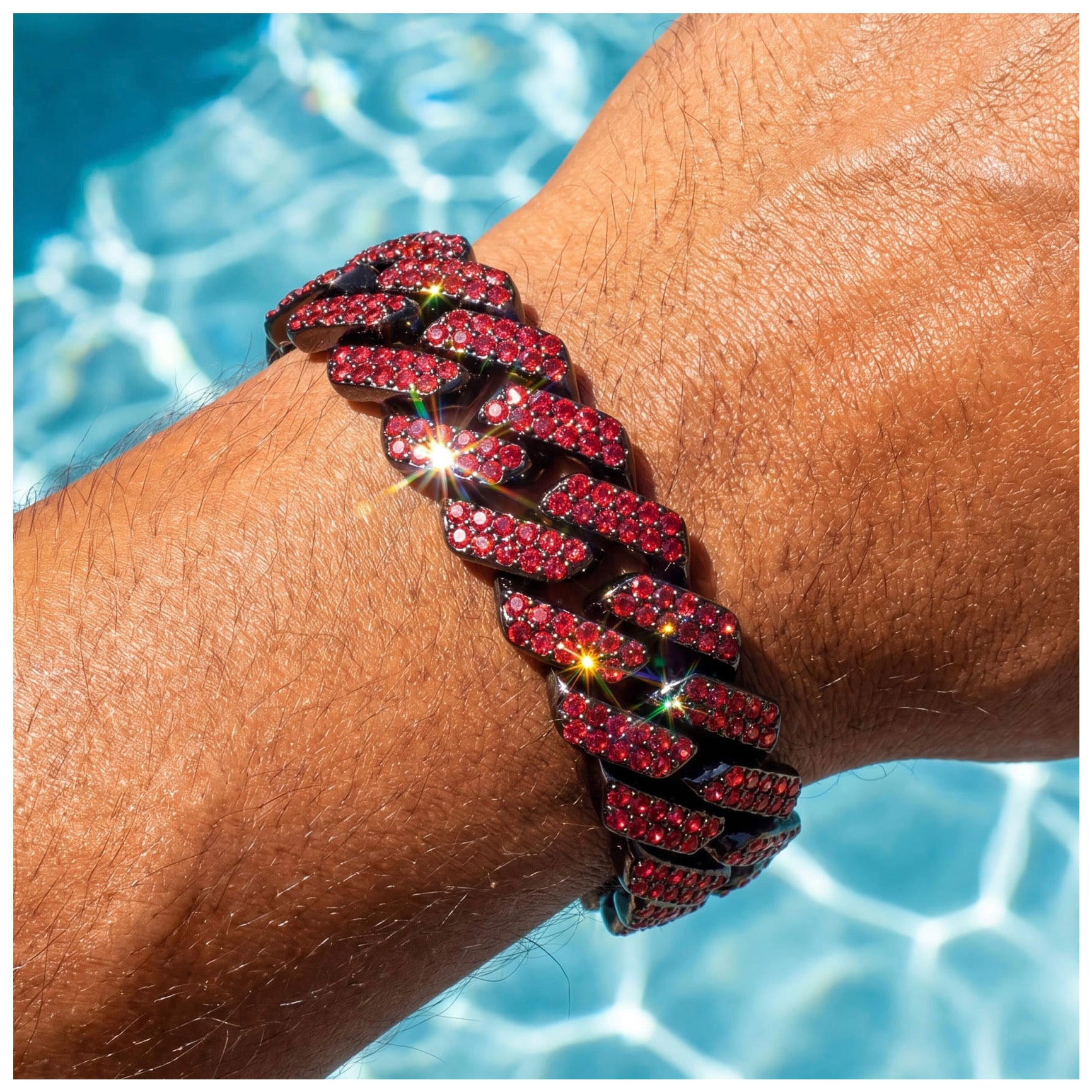 ICED OUT 20MM "RED PRONG CUBAN" ARMBAND - ICERAIN JEWELRY