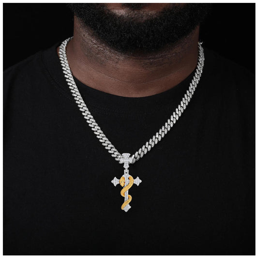 ICED OUT MOISSANITE "SNAKE CROSS" WEISSGOLD 925S SILVER KETTE - ICERAIN JEWELRY
