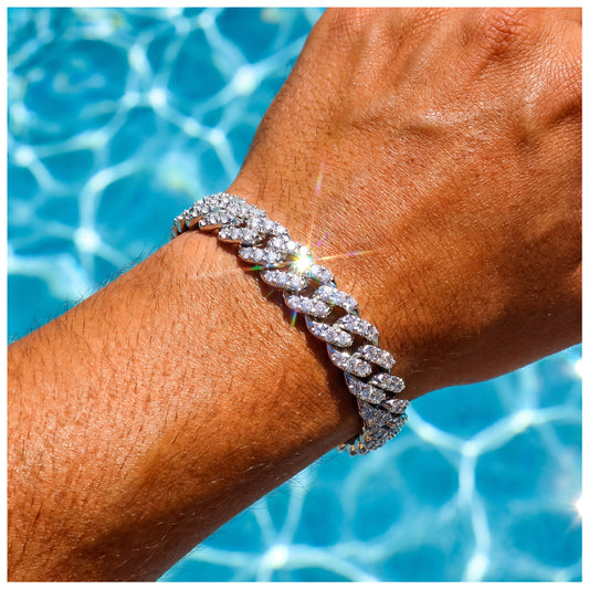 ICED OUT 9MM "SILVER CHOPPER CUBAN" ARMBAND - ICERAIN JEWELRY