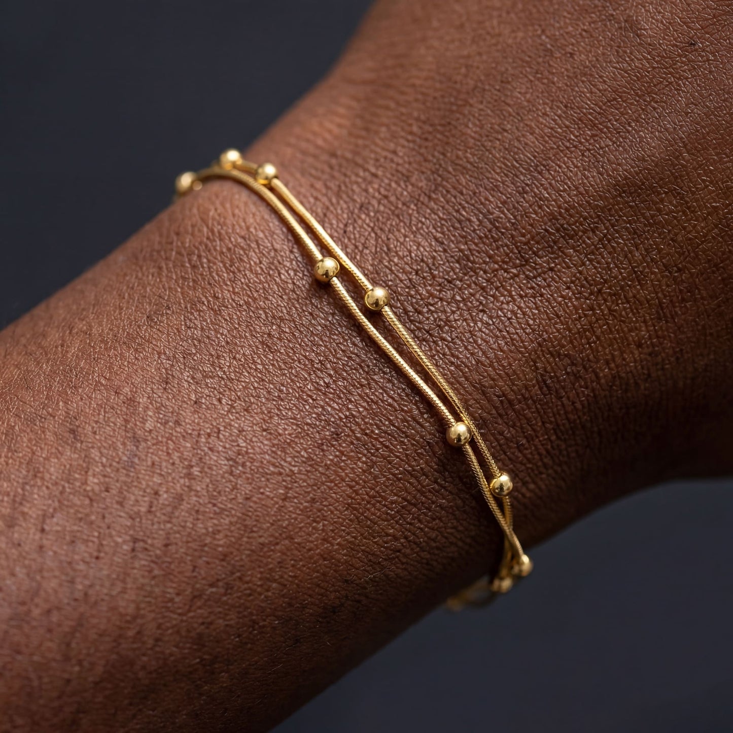 925S SILVER 14K GOLD 0,9MM "SATELLITE" ARMBAND - ICERAIN JEWELRY