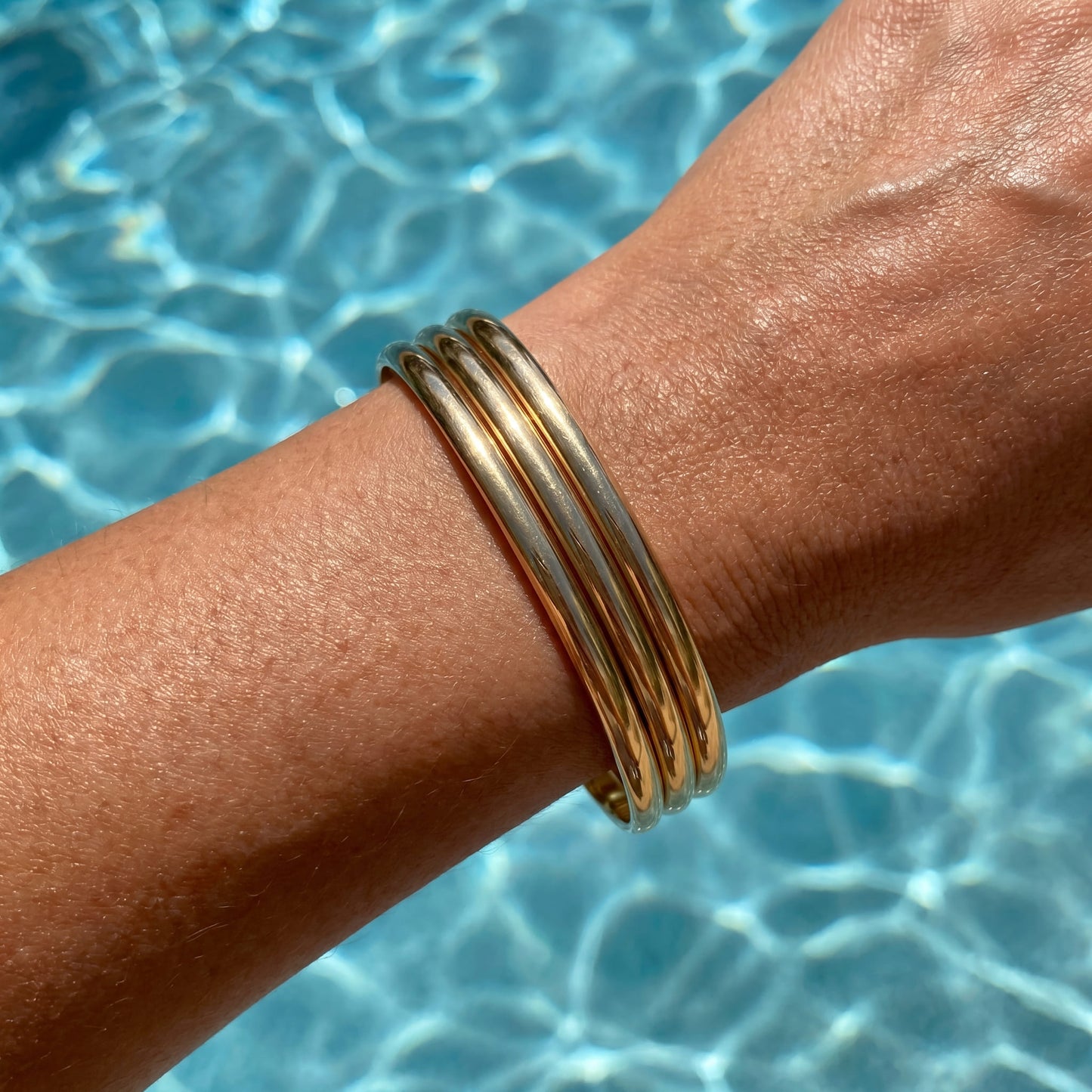EDELSTAHL 18K GOLD "ANDRES" ARMREIF (3 STÜCK) - ICERAIN JEWELRY