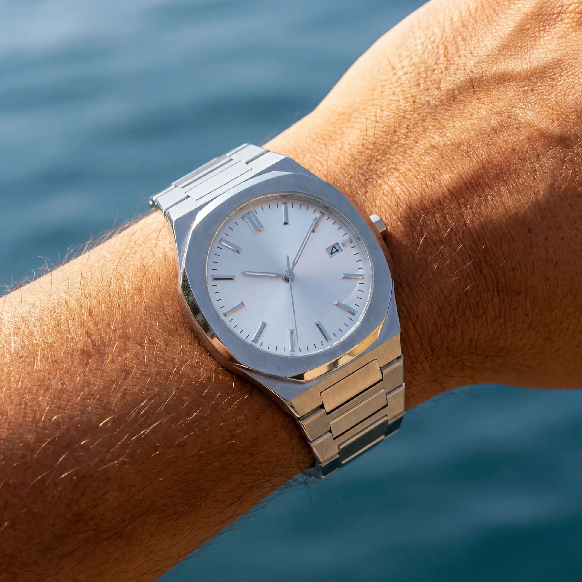 EDELSTAHL AUTOMATIK "WHITE PATTERY" UHR - ICERAIN JEWELRY
