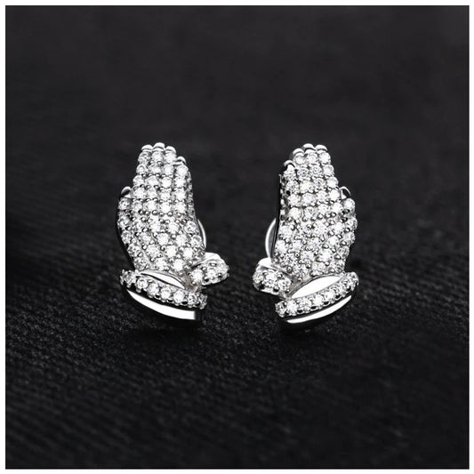ICED OUT MOISSANITE "PRAY" WEISSGOLD 925S SILVER OHRRINGE - ICERAIN JEWELRY