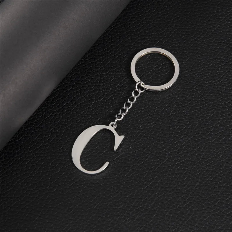 PERSONALISIERTER EDELSTAHL ANFANGSBUCHSTABE "FLISH" SCHLÜSSELANHÄNGER - ICERAIN JEWELRY