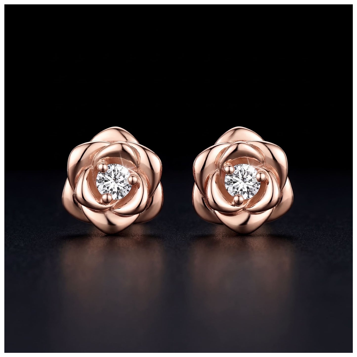 ICED OUT "ROSEGOLD ROSE" OHRRINGE - ICERAIN JEWELRY