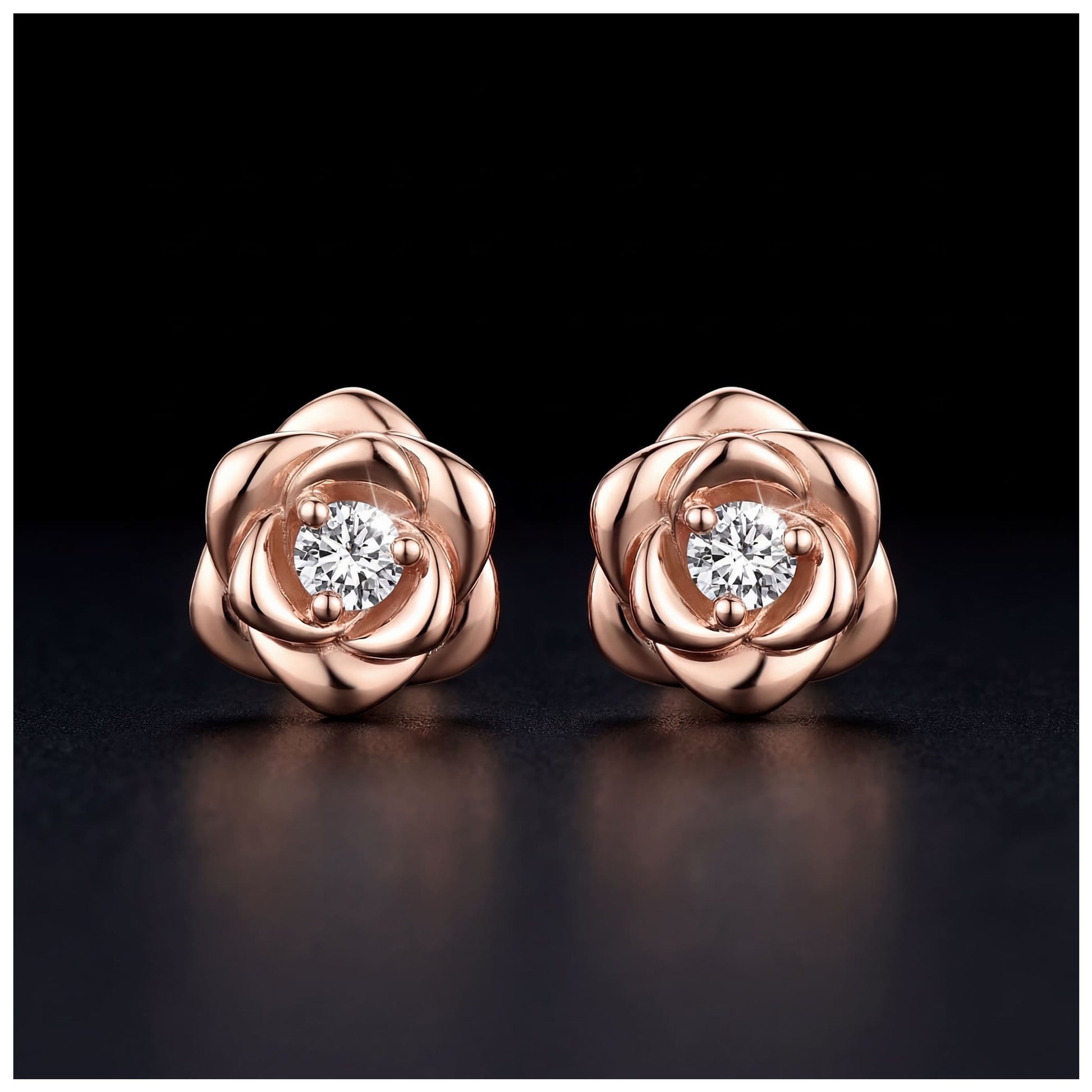 ICED OUT "ROSEGOLD ROSE" OHRRINGE - ICERAIN JEWELRY