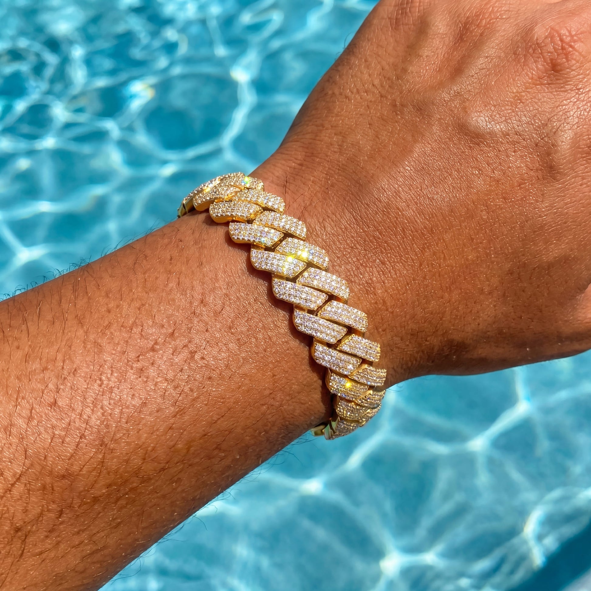 ICED OUT 10-14MM "GOLD PRONG CUBAN" ARMBAND [HEAVY VERSION] - ICERAIN JEWELRY