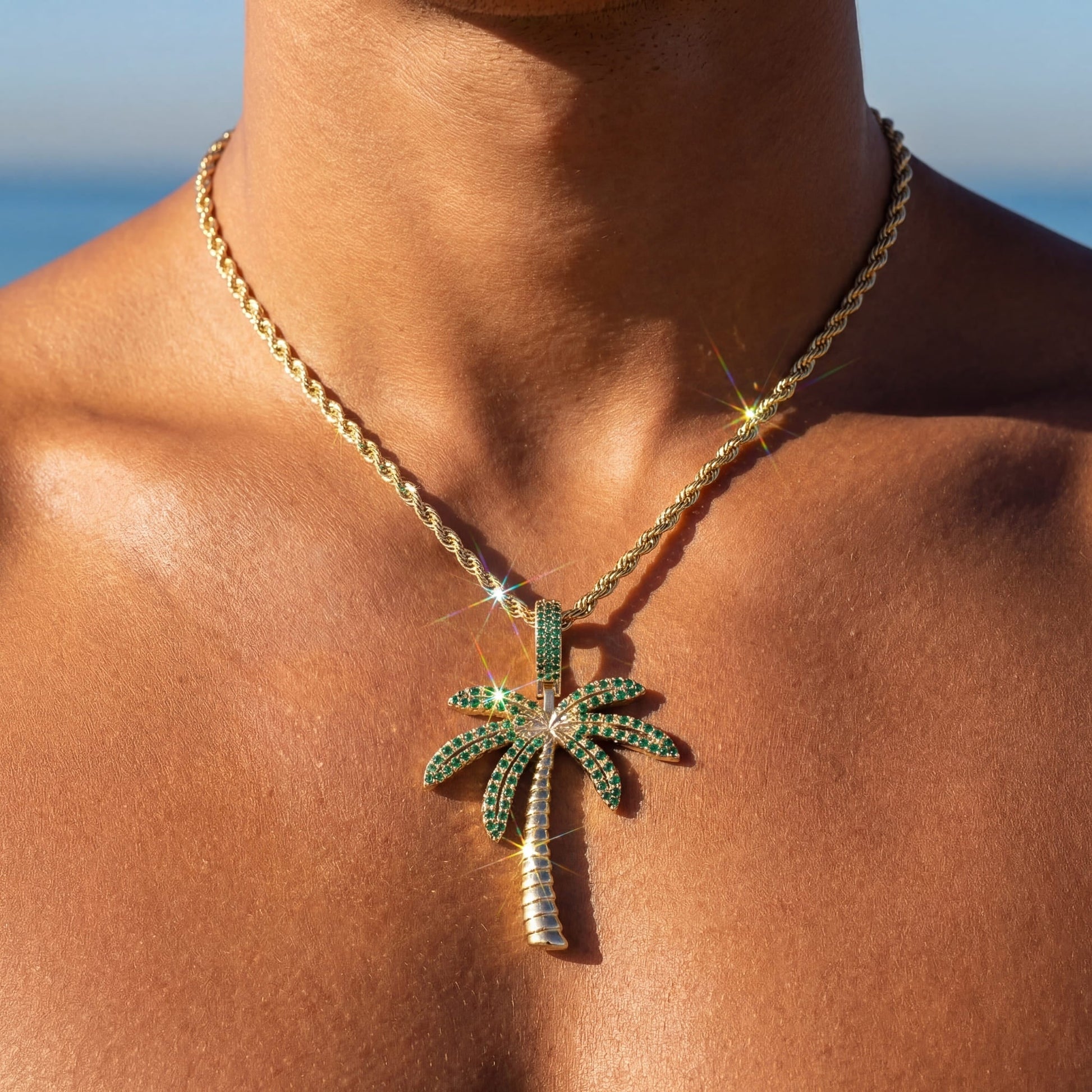 SALE | ICED OUT 50CM "GOLD PALM" KETTE - ICERAIN JEWELRY