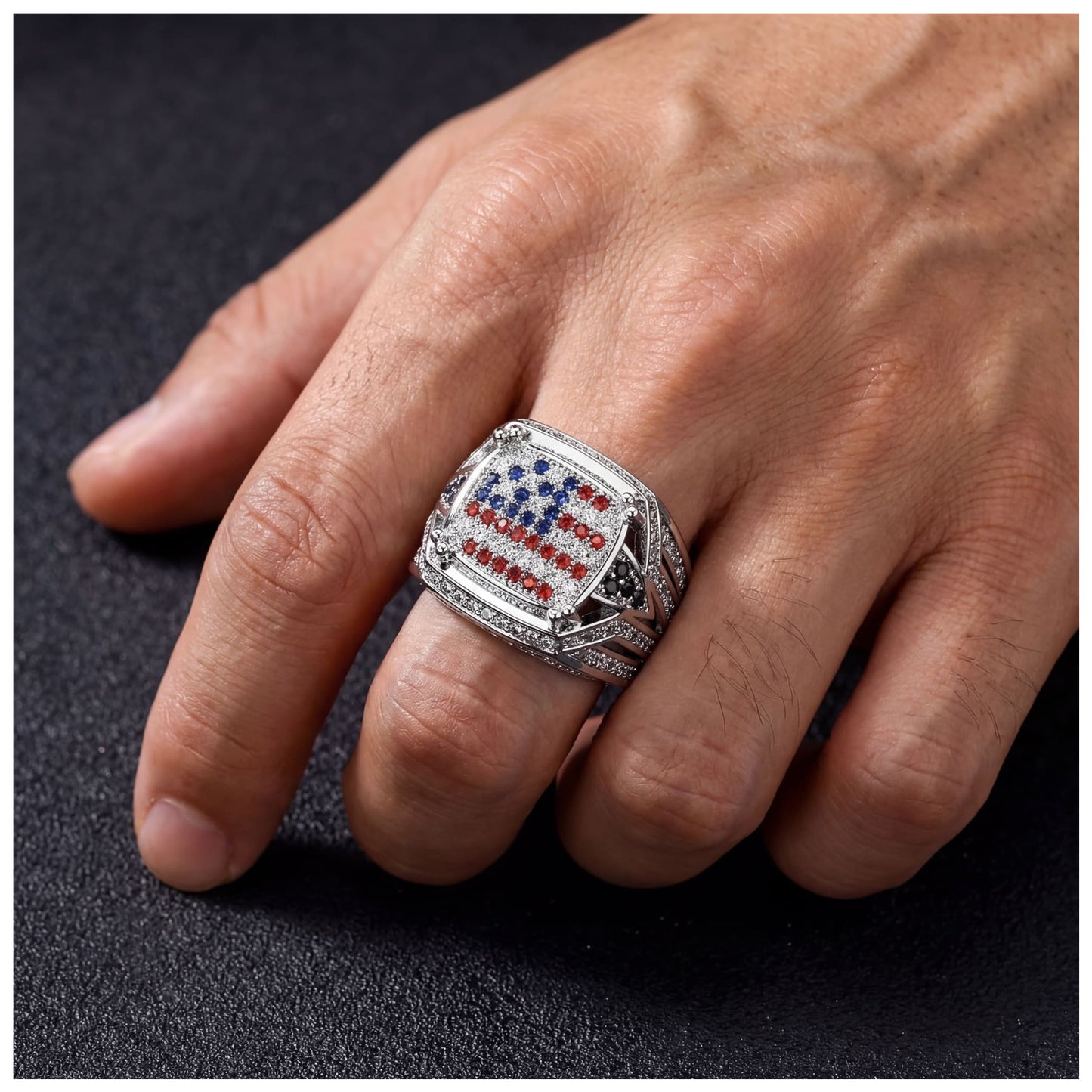 ICED OUT "AMERICA" RING - ICERAIN JEWELRY