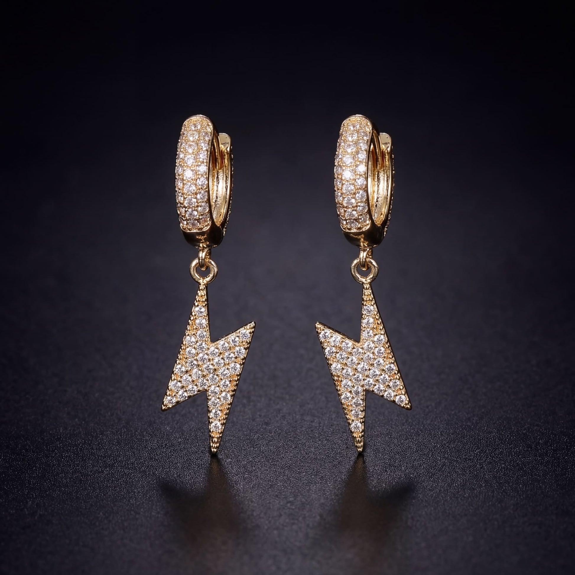 ICED OUT "GOLD LIGHTNING" OHRRINGE - ICERAIN JEWELRY