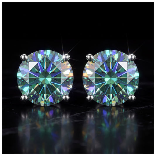 ICED OUT MOISSANITE "GREEN PAROLO" WEISSGOLD 925S SILVER OHRRINGE