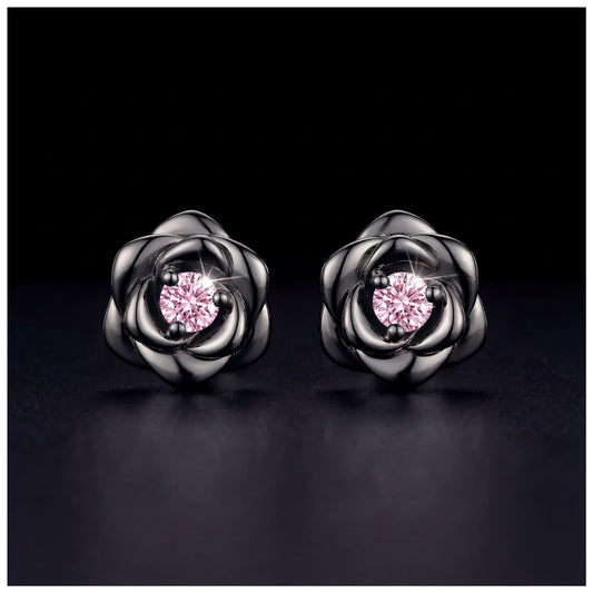SALE | ICED OUT "BLACK/PINK ROSE" OHRRINGE - ICERAIN JEWELRY