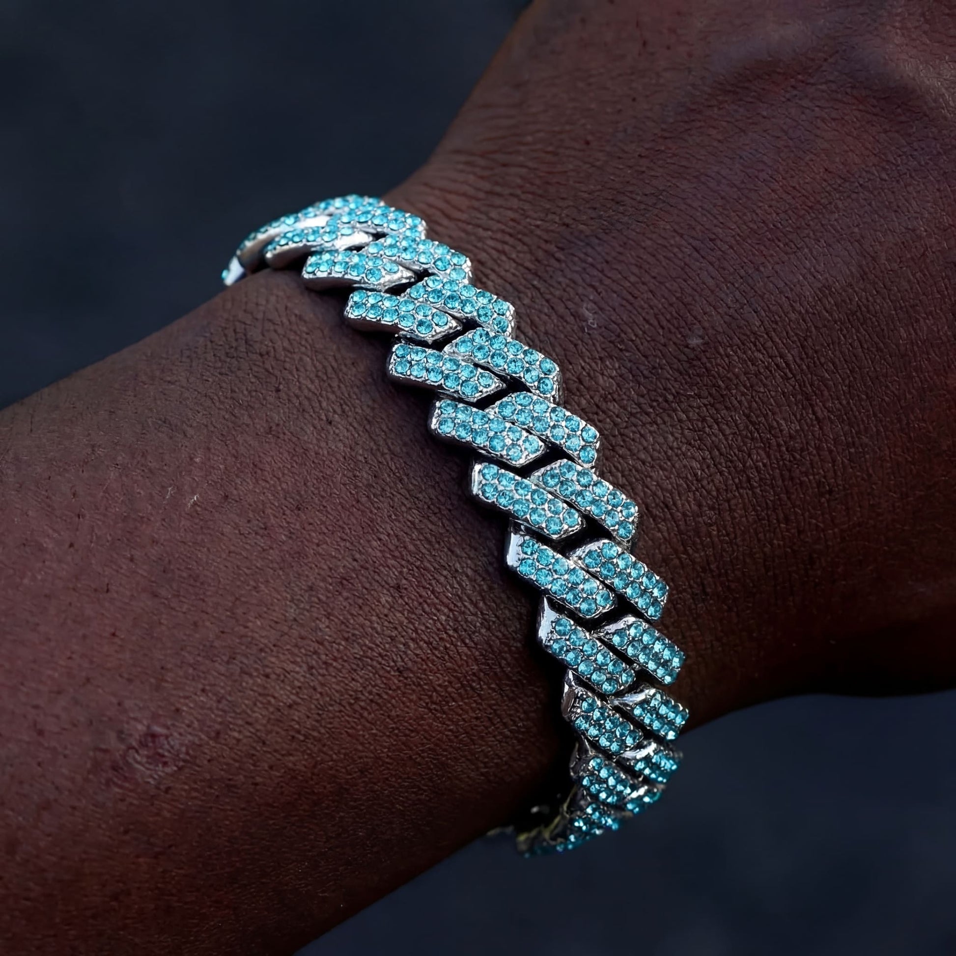 ICED OUT 14MM "BLUE PRONG CUBAN" ARMBAND [CLASSIC VERSION] - ICERAIN JEWELRY