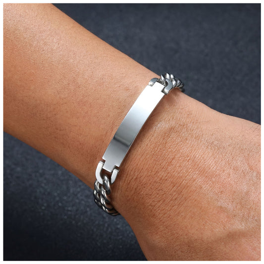 PERSONALISIERTES EDELSTAHL 9MM "CUBAN" ARMBAND - ICERAIN JEWELRY