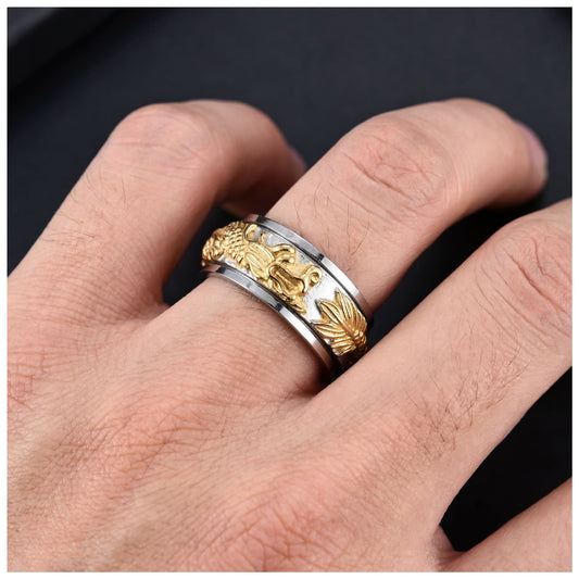 EDELSTAHL "SILVER/GOLD DRAGON" RING - ICERAIN JEWELRY