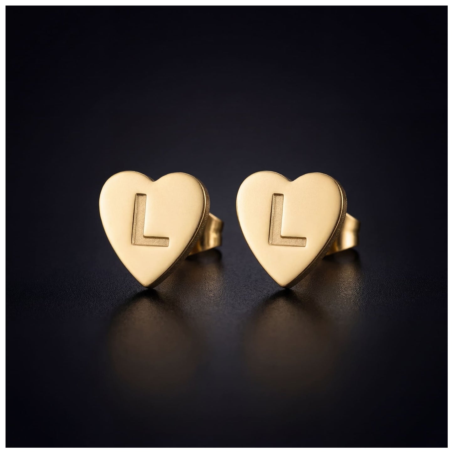 PERSONALISIERTE EDELSTAHL ANFANGSBUCHSTABEN "HEART" OHRRINGE - ICERAIN JEWELRY