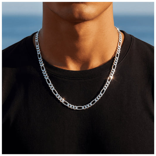SALE | 925S SILVER 3,3MM 55CM "FIGARO" KETTE [PREMIUM VERSION] - ICERAIN JEWELRY