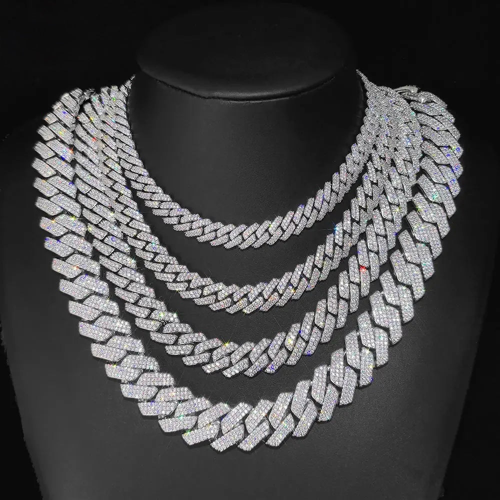 ICED OUT 10-14MM "SILVER PRONG CUBAN" KETTE [HEAVY VERSION]