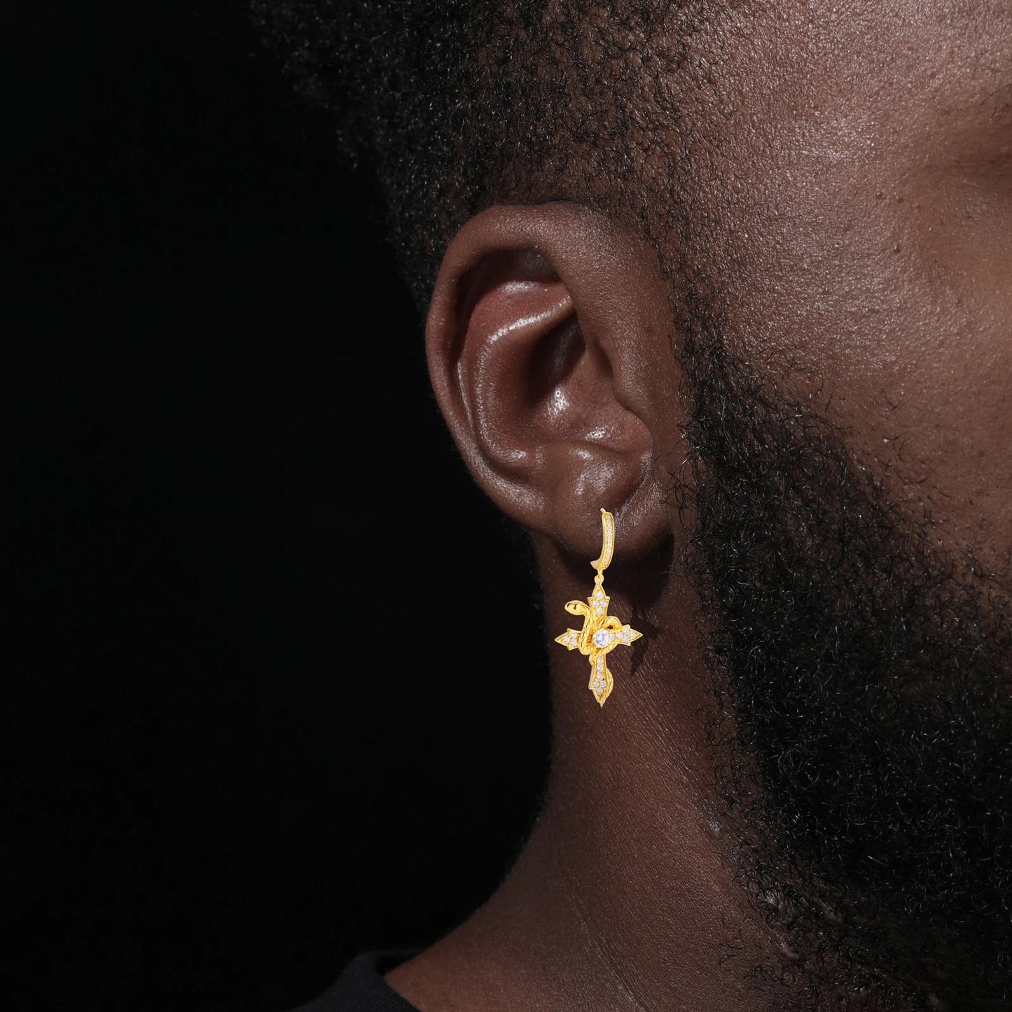 ICED OUT MOISSANITE "VIPER CROSS" WEISSGOLD 925S SILVER OHRRINGE - ICERAIN JEWELRY