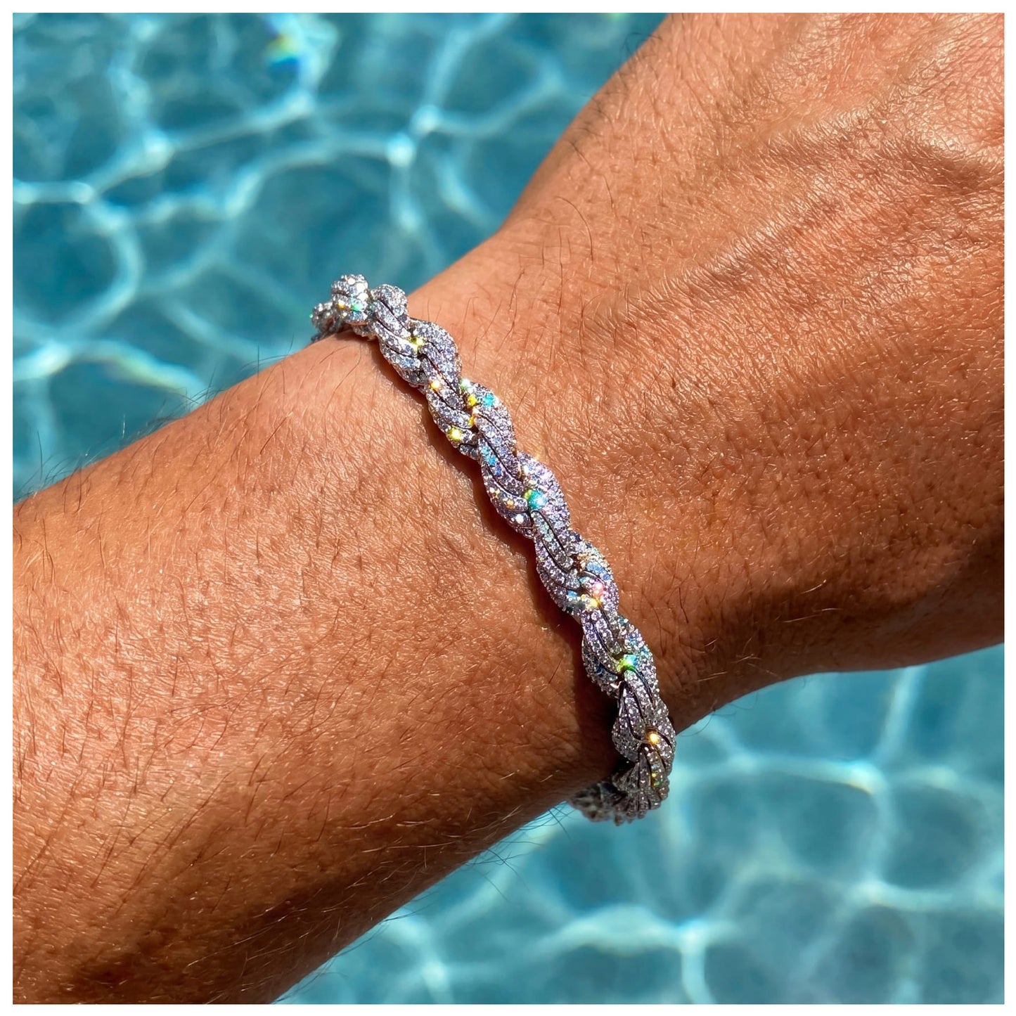 ICED OUT 8MM "SILVER ROPE" ARMBAND - ICERAIN JEWELRY