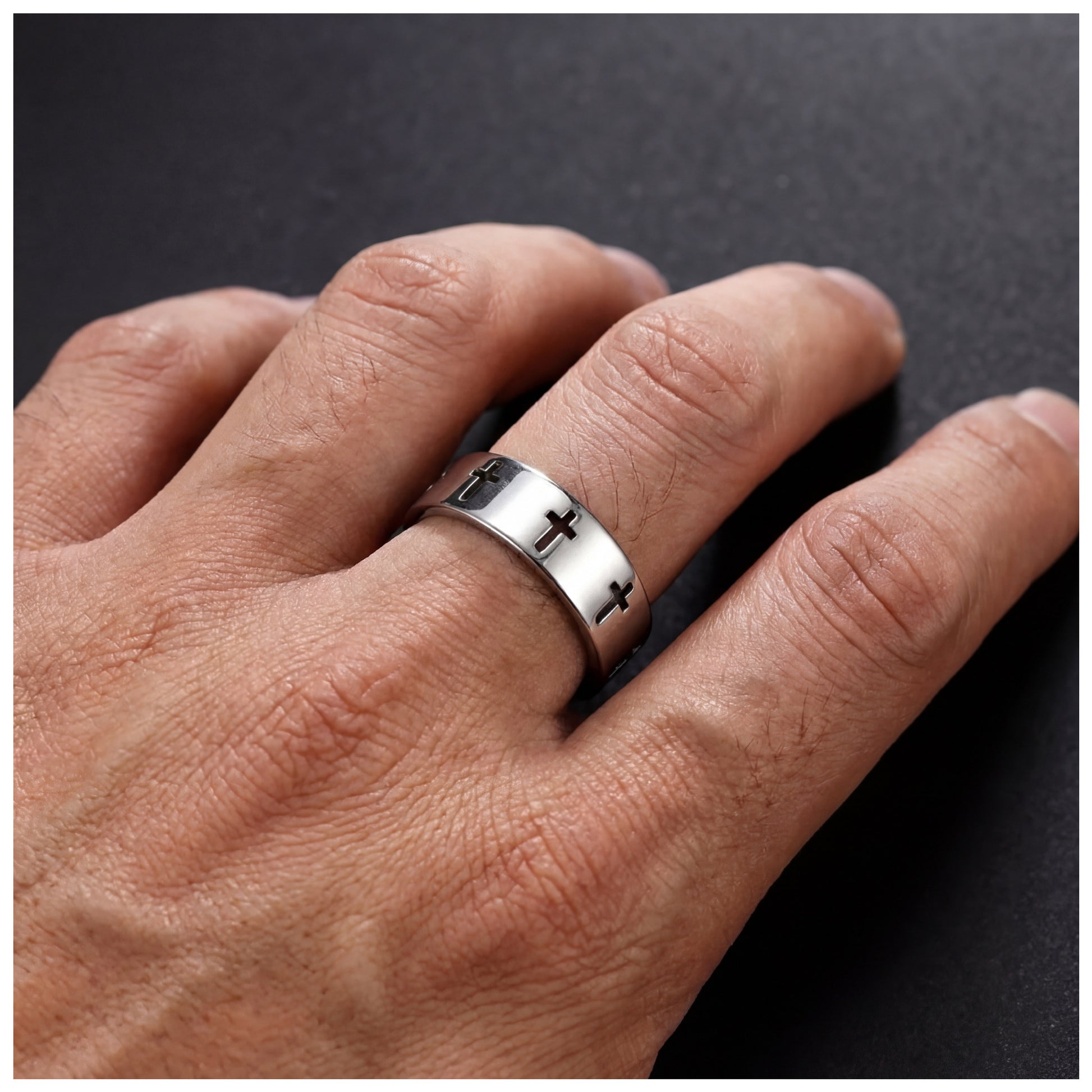 EDELSTAHL "CROSS" RING - ICERAIN JEWELRY