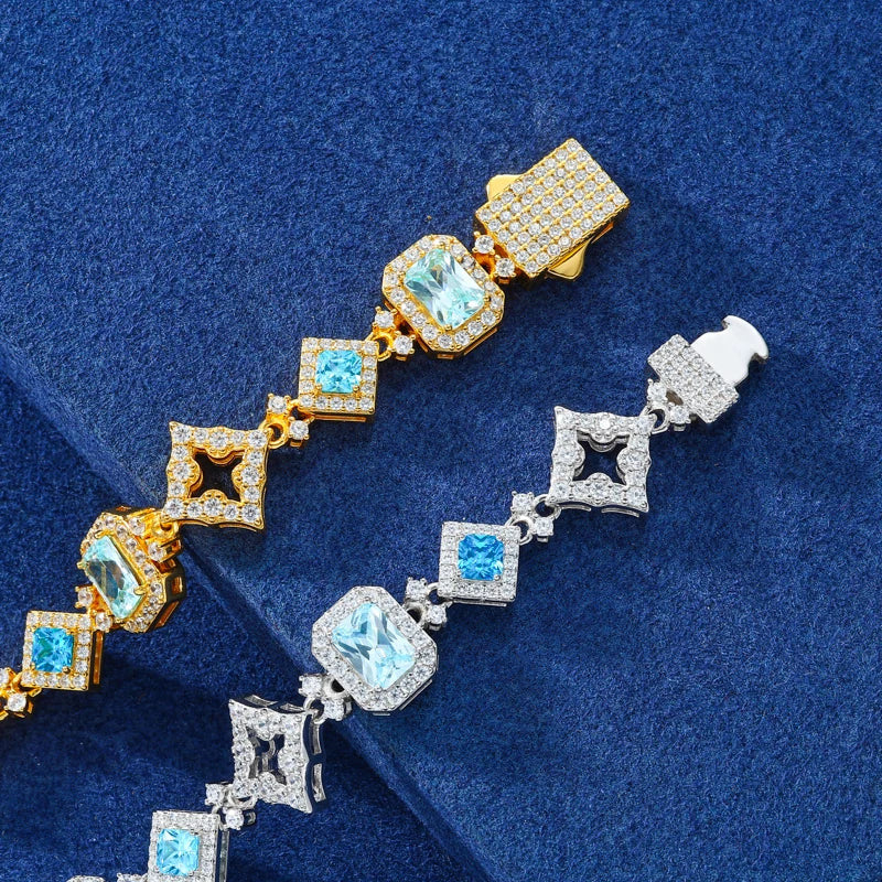 ICED OUT 13MM MOISSANITE "BLUNOVA" WEISSGOLD 925S SILVER ARMBAND - ICERAIN JEWELRY