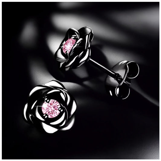 ICED OUT "BLACK/PINK ROSE" OHRRINGE - ICERAIN JEWELRY
