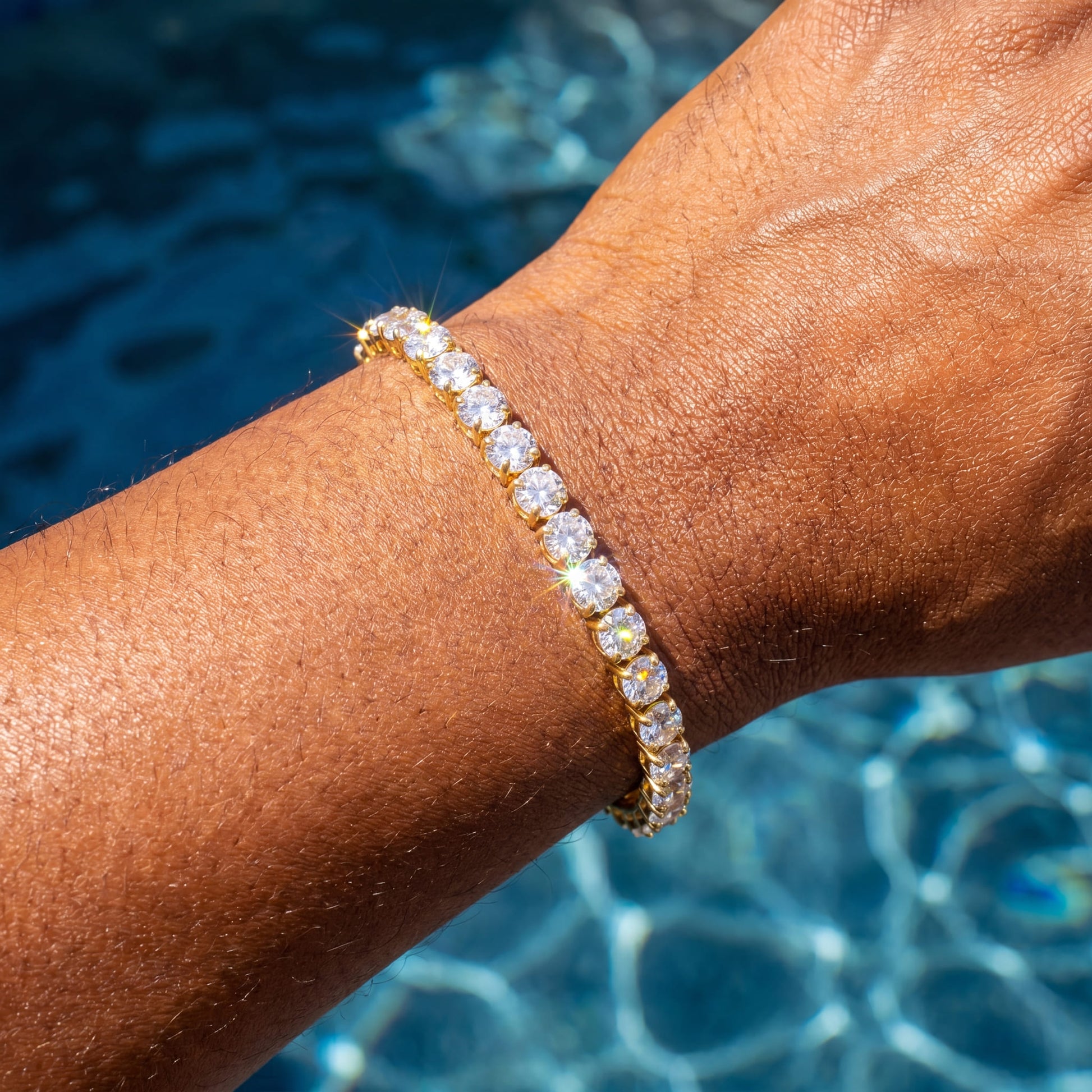 SALE | ICED OUT 4MM 18CM "GOLD TENNIS" ARMBAND - ICERAIN JEWELRY