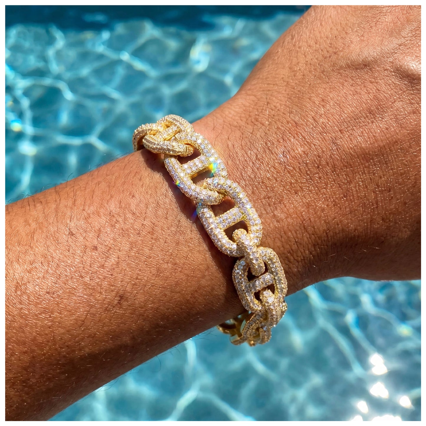 ICED OUT 15MM "GOLD ARTI" ARMBAND - ICERAIN JEWELRY