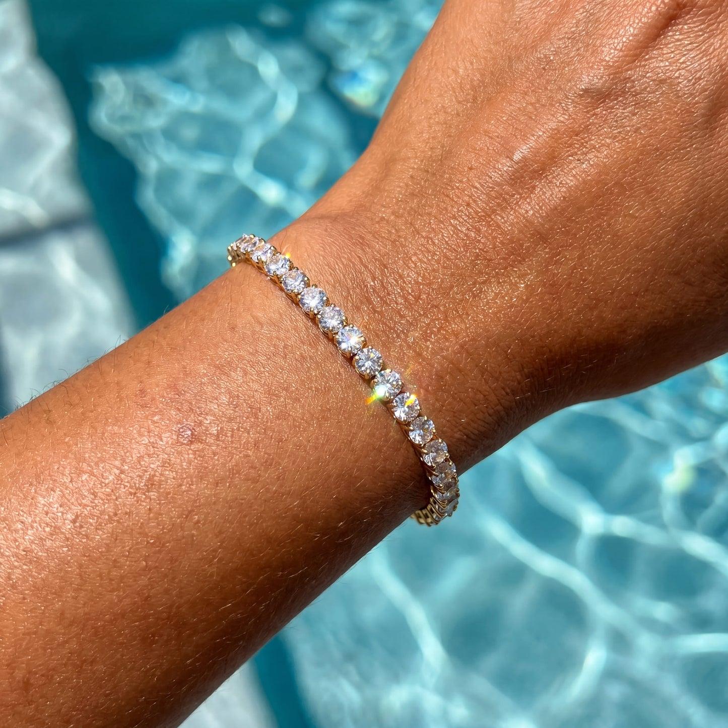 SALE | ICED OUT 4MM 18CM "GOLD TENNIS" ARMBAND - ICERAIN JEWELRY