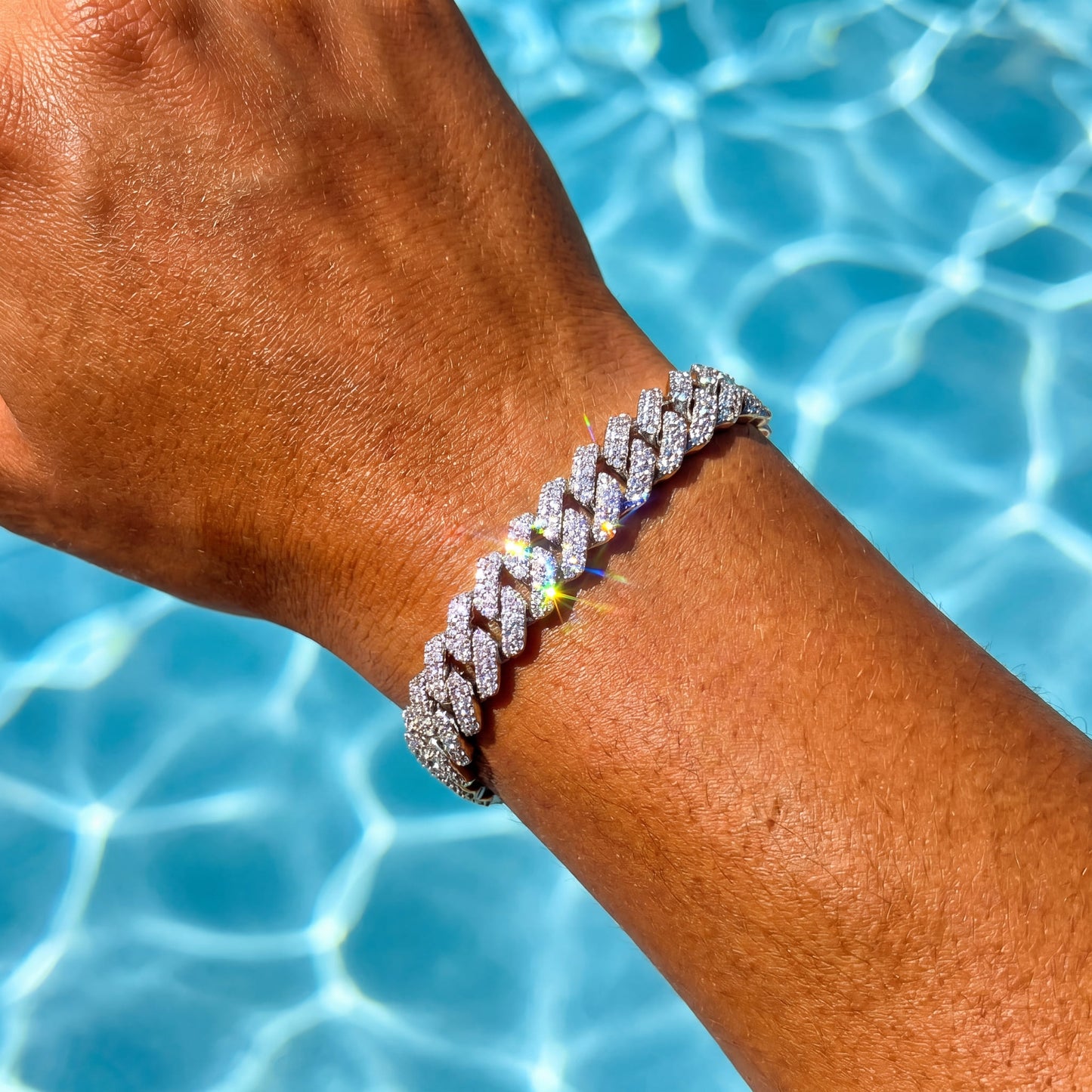 ICED OUT 10-14MM "SILVER PRONG CUBAN" ARMBAND [HEAVY VERSION] - ICERAIN JEWELRY