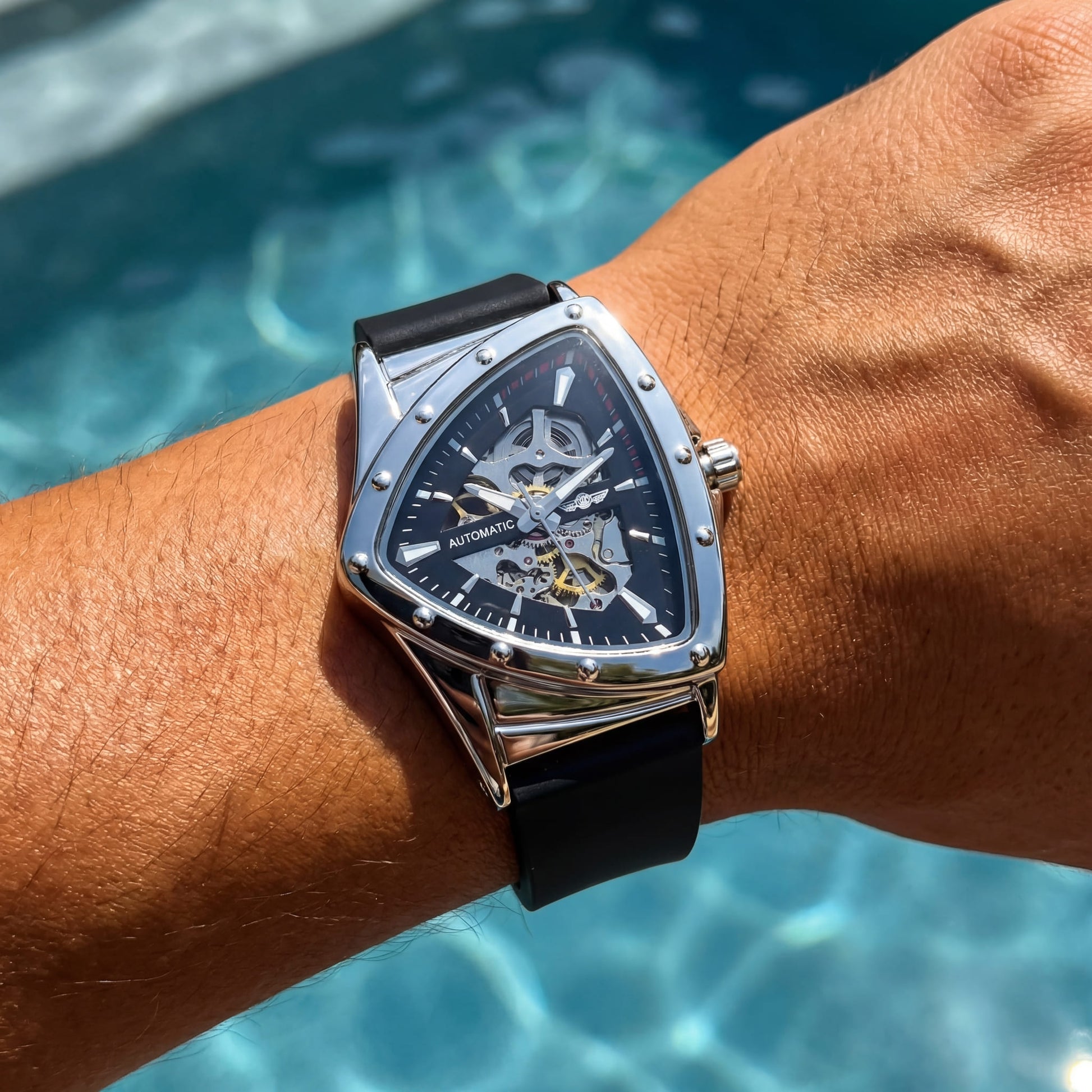 EDELSTAHL AUTOMATIK "TRIANGLAR" UHR - ICERAIN JEWELRY