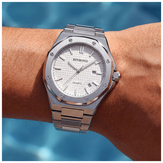SALE | EDELSTAHL "SILVER/WHITE DIOLARER" UHR - ICERAIN JEWELRY