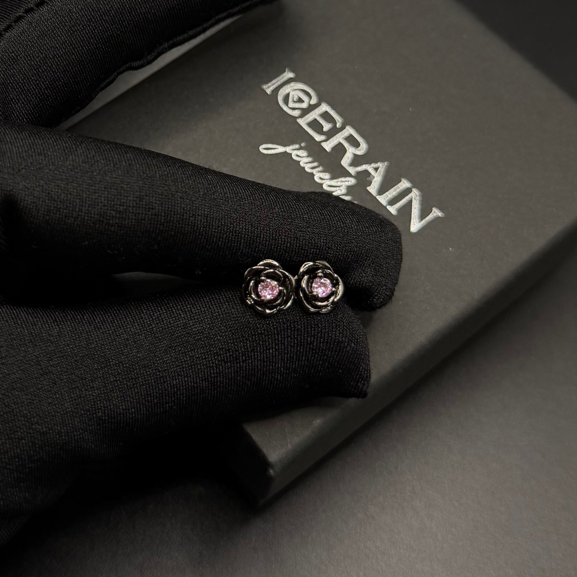 ICED OUT "BLACK/PINK ROSE" OHRRINGE - ICERAIN JEWELRY