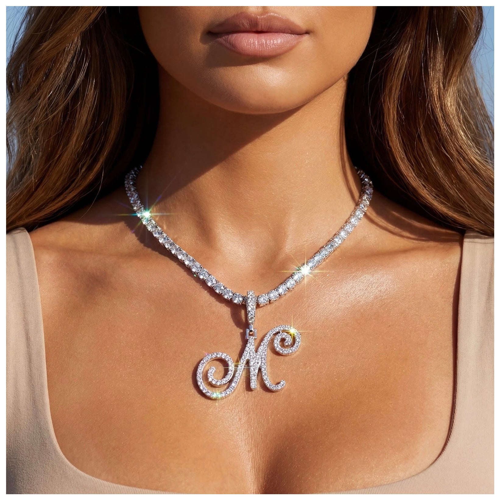 SALE | PERSONALISIERTE ICED OUT ANFANGSBUCHSTABEN "M CUBIC" KETTE - ICERAIN JEWELRY