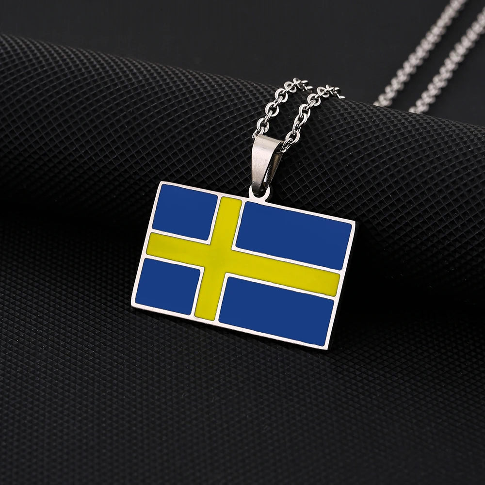 EDELSTAHL "SWEDEN FLAG" LÄNDERKETTE - ICERAIN JEWELRY
