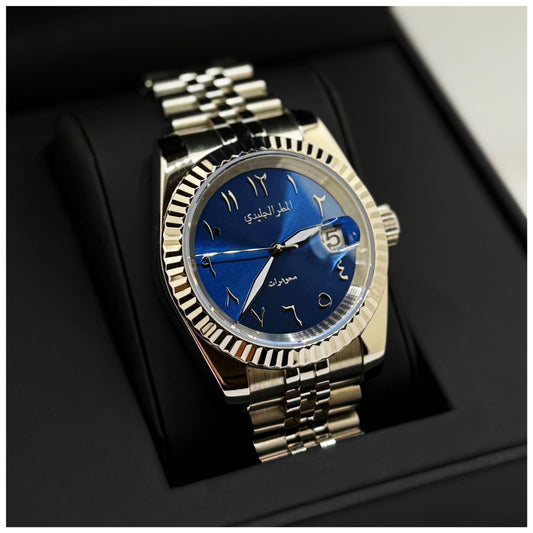 EDELSTAHL AUTOMATIK "BLUE ICERAIN (المطرالجليدي) ARABIC" UHR - ICERAIN JEWELRY