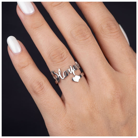 PERSONALISIERTER EDELSTAHL "HEART" RING - ICERAIN JEWELRY