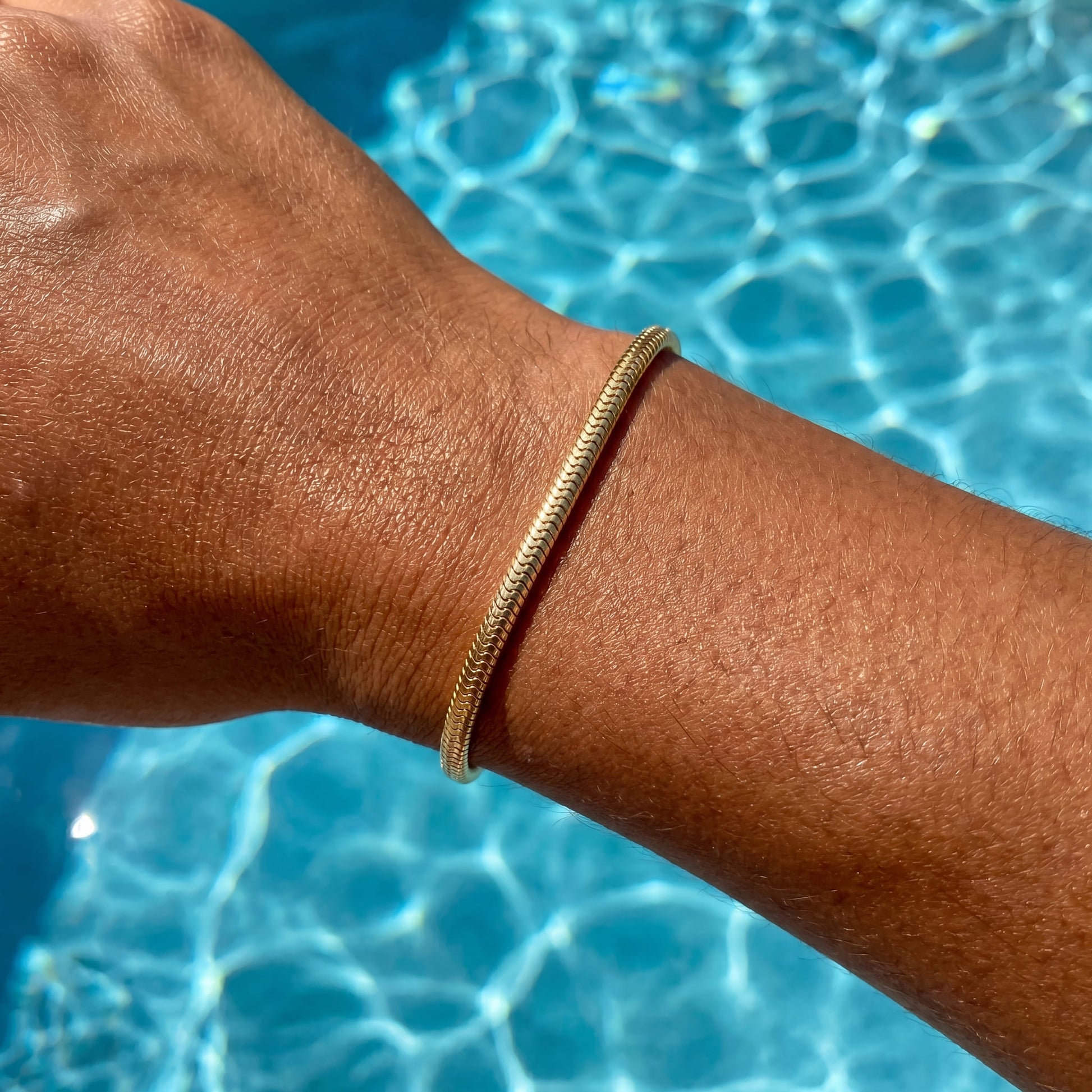 925S SILVER 18K GOLD 3MM "SNAKE" ARMBAND - ICERAIN JEWELRY